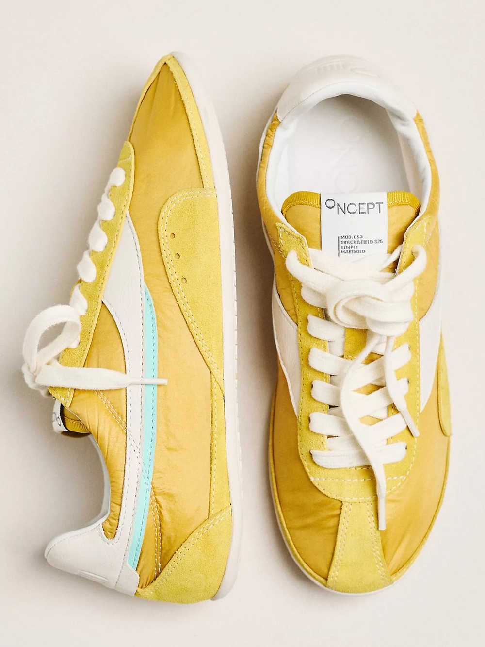 ONCEPT Track & Field S26 Temple Yellow & White Sneakers Anthropologie size 39 8.